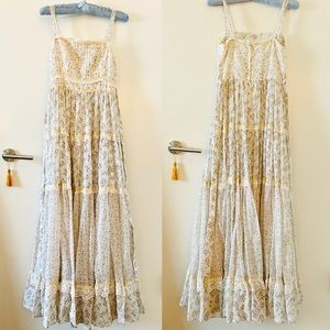 VTG 70s Gunne Sax maxi white floral sundress 9